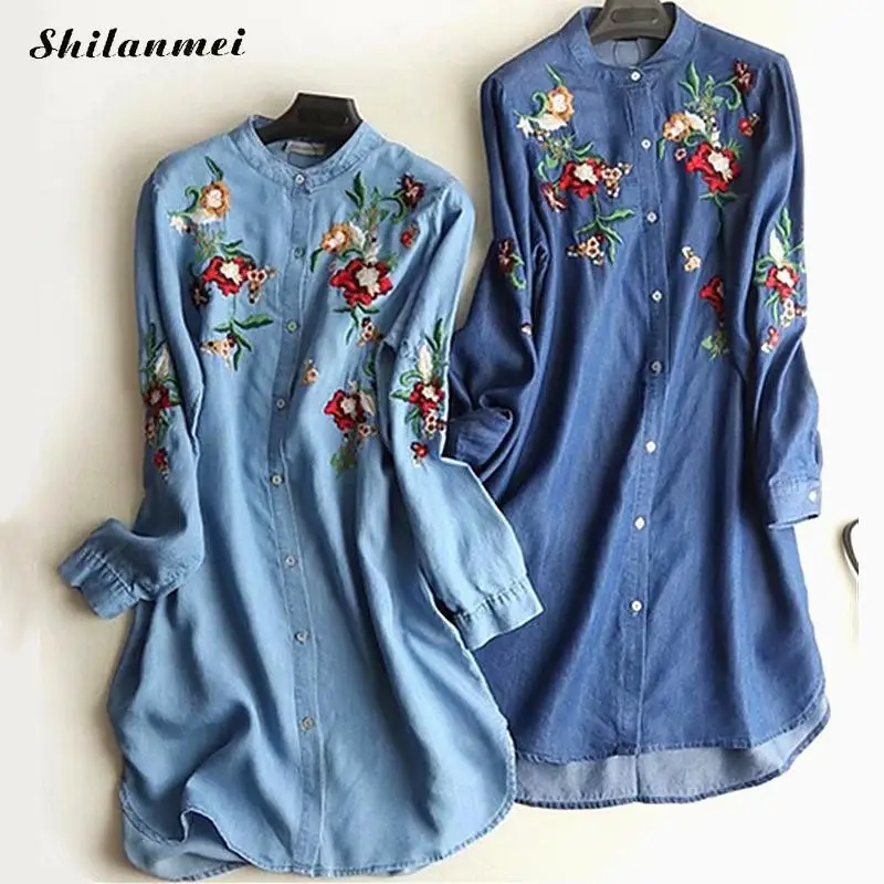 2019 Spring Summer Dress Women Long Sleeve Vintage Ethnic Demin Dresses Vestido Jeans Feminino Plus Size Casual Shirt Dress
2019 Spring Summer Dress Women Long Sleeve Vintage Ethnic Demin Dresses Vestido Jeans Feminino Plus Size Casual Shirt Dress