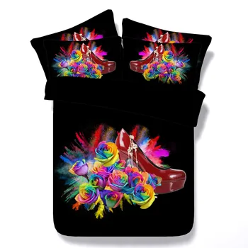 High heeled Flower Printed 3D Comforter Bedding set Full Super King Size Duvet Cover Set Girls Home decoration black color
High heeled Flower Printed 3D Comforter Bedding set Full Super King Size Duvet Cover Set Girls Home decoration black color