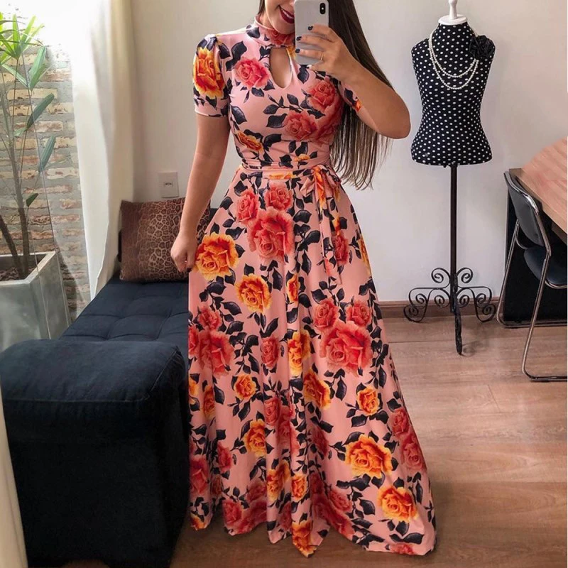 Women elegant dress floral print Sexy Fashion Boho holiday beach wear lady party Large Swing Cocktail A Line Long Dress vestido
Women elegant dress floral print Sexy Fashion Boho holiday beach wear lady party Large Swing Cocktail A Line Long Dress vestido