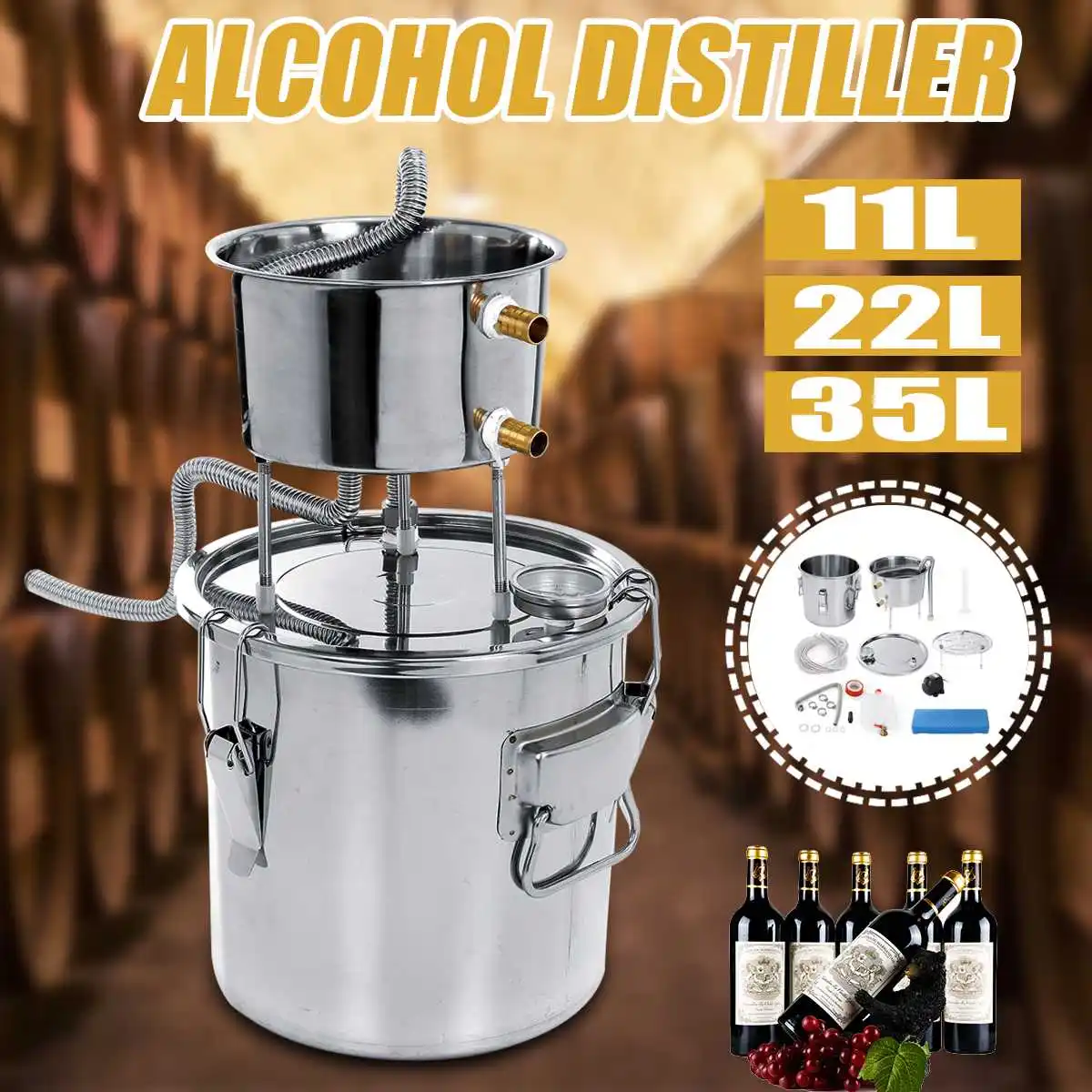 11/22/35L Stainless Boiler Mini Home Use Wine Making Machine Water Whiskey Beer Making Tools Alcohol Distiller Steamer
11/22/35L Stainless Boiler Mini Home Use Wine Making Machine Water Whiskey Beer Making Tools Alcohol Distiller Steamer