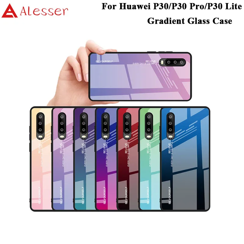 Alesser для huawei P30 Lite градиентный стеклянный чехол телефона Pro устойчивый к царапинам