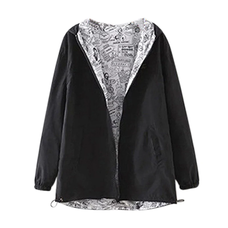 Women's Jacket Coat Long Sleeve Hooded Windbreaker Outwear Female Two Side Wear Loose Coat Black XXL
Women's Jacket Coat Long Sleeve Hooded Windbreaker Outwear Female Two Side Wear Loose Coat Black XXL