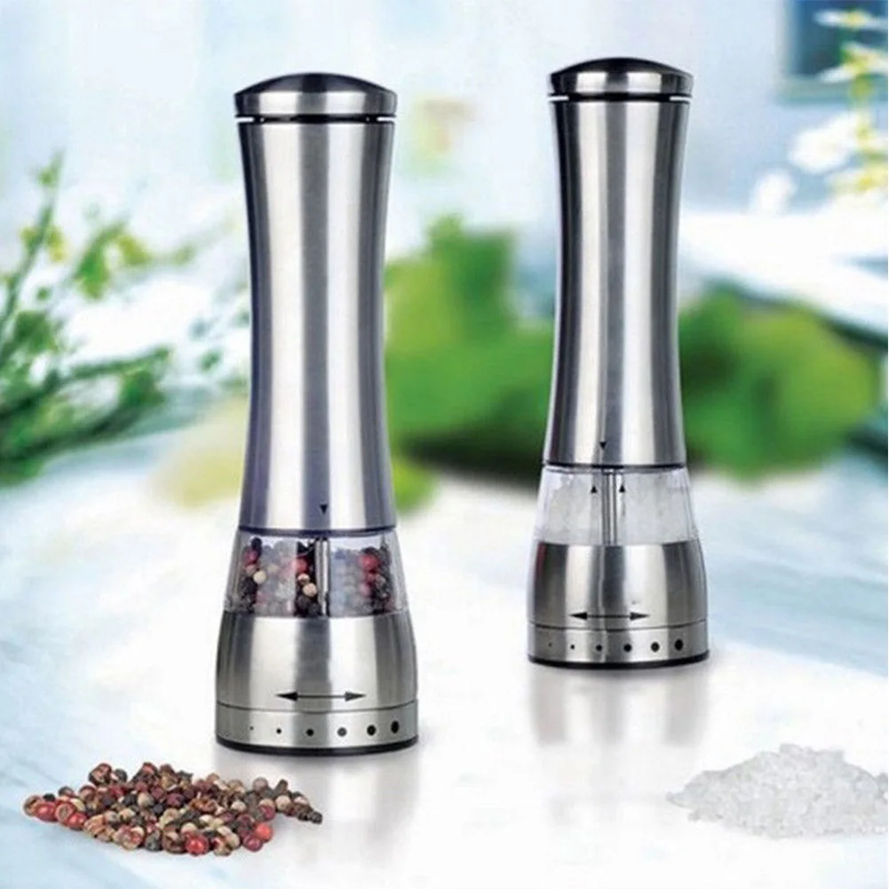 Stainless Steel LED Lights Pepper Grinder Adjustable Spice Arc Salt Mill Shakers Kitchen Tool Electric Battery Operated
Stainless Steel LED Lights Pepper Grinder Adjustable Spice Arc Salt Mill Shakers Kitchen Tool Electric Battery Operated