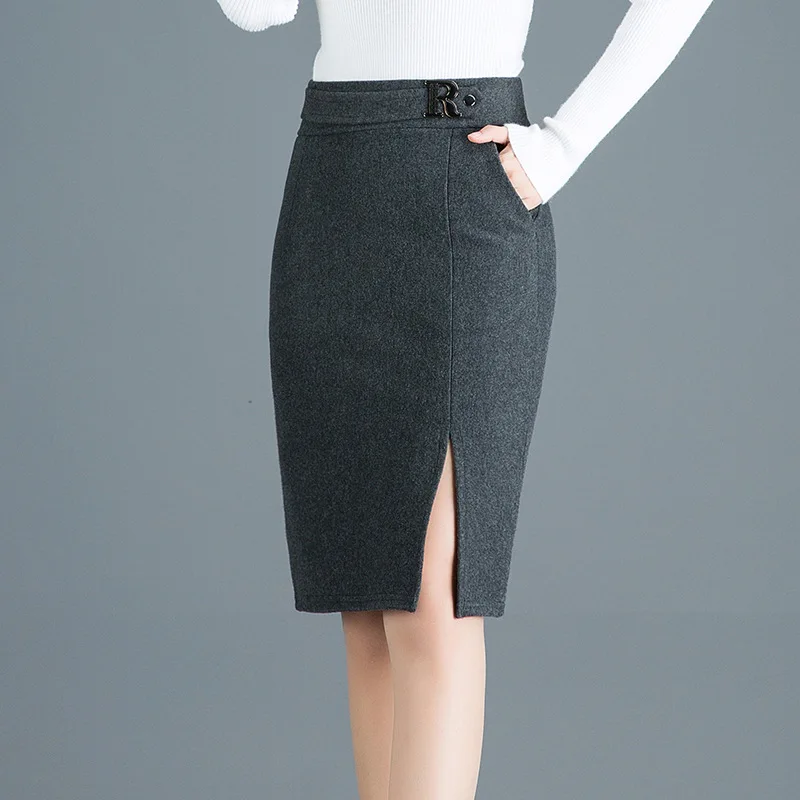 2019 Autumn&Winter Woolen Skirt Women Korea Slim Sexy High Waist Elastic Front Slit Pencil Skirt Plus Size Black Midi Skirts 3XL
2019 Autumn&Winter Woolen Skirt Women Korea Slim Sexy High Waist Elastic Front Slit Pencil Skirt Plus Size Black Midi Skirts 3XL