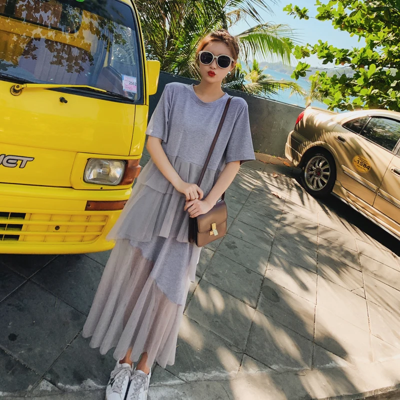 2020 hot selling spring fairy pregnant women dress short sleeve cotton patchwork ruffles mesh irregular maternity sweet | Мать и ребенок