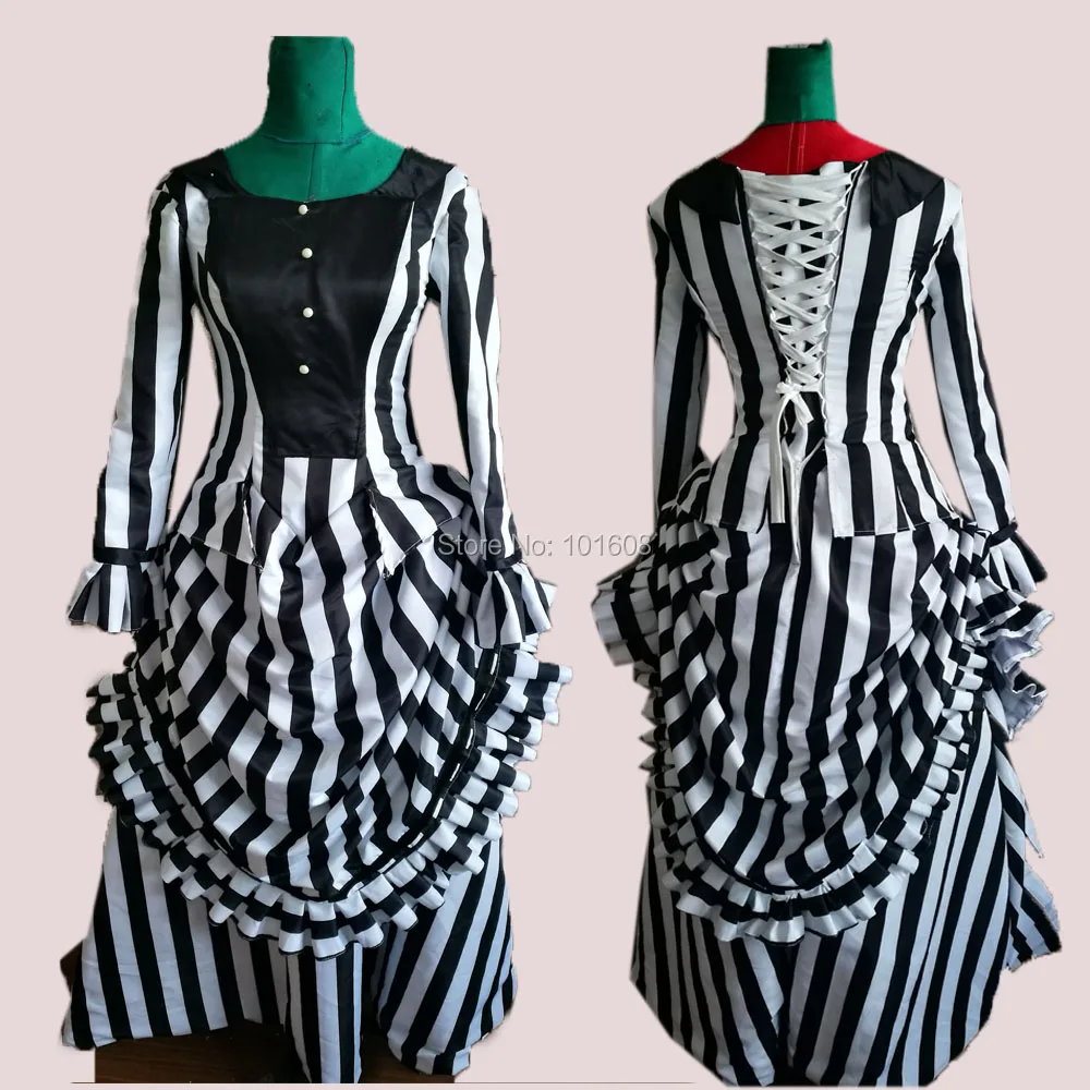 Customed!Eras Black white Stripes 19th Civil war Dress Renaissance Steampunk Vintage Gothic Cosplay Halloween dresses sw-015
Customed!Eras Black white Stripes 19th Civil war Dress Renaissance Steampunk Vintage Gothic Cosplay Halloween dresses sw-015