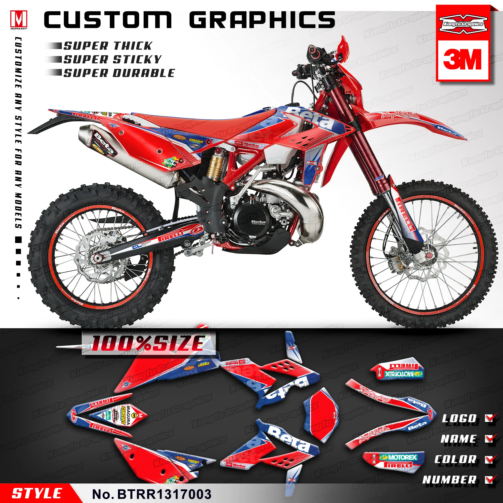 KUNGFU GRAPHICS Custom Decals Vehicle Wraps for Beta 250 300 350 390 430 480 RR 2013 2014 2015 2016 2017 (Style no. BTRR1317003)
KUNGFU GRAPHICS Custom Decals Vehicle Wraps for Beta 250 300 350 390 430 480 RR 2013 2014 2015 2016 2017 (Style no. BTRR1317003)