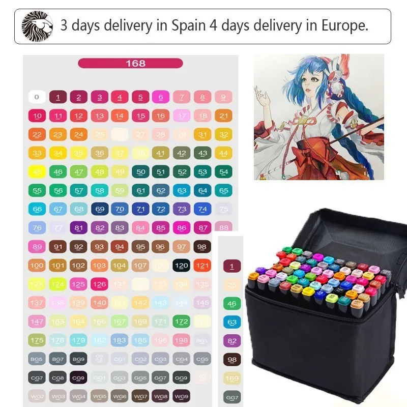 Three generations of marker pen set double head color alcohol oily 60 color and 80 color marker 168 color Three generations
Three generations of marker pen set double head color alcohol oily 60 color and 80 color marker 168 color Three generations