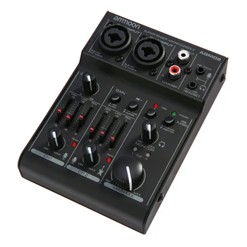 ammoon AGM02 Mini 2-Channel Sound Card Mixing Console Digital Audio Mixer 2-band EQ Built-in 48V Phantom Power 5V USB Powered
ammoon AGM02 Mini 2-Channel Sound Card Mixing Console Digital Audio Mixer 2-band EQ Built-in 48V Phantom Power 5V USB Powered