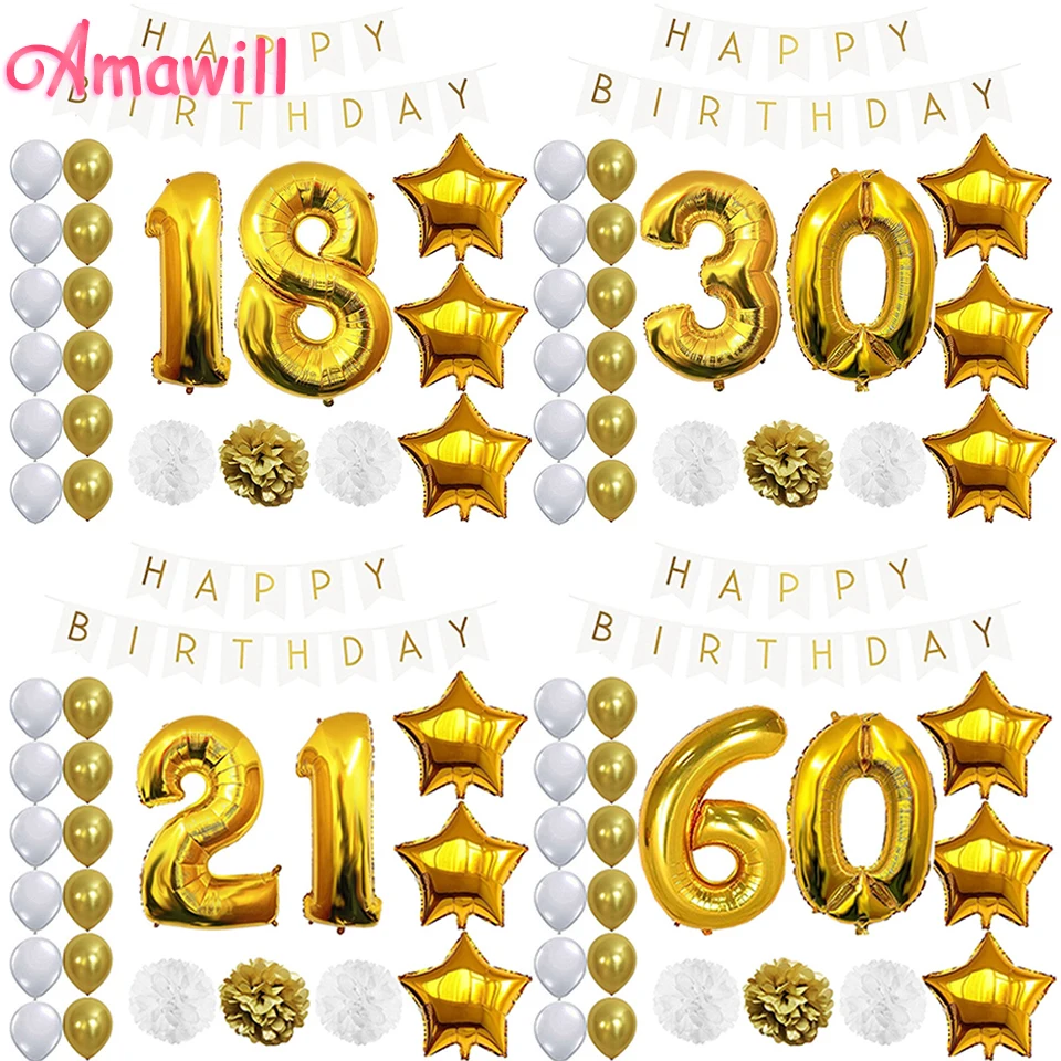 Amawill 30th Birthday Party Decoration Adult Banner Latex Foil Balloon Pompom for 16 18 21 40 50 60 Year Old Happy Birthday 75D
Amawill 30th Birthday Party Decoration Adult Banner Latex Foil Balloon Pompom for 16 18 21 40 50 60 Year Old Happy Birthday 75D