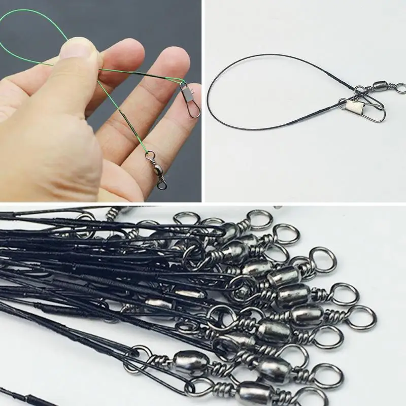 10pcs/lot Durable Anti Bite Steel Fishing Line carbon Steel Wire Leader With Swivel Olta Lead Core Leash Fishing Leader Wire Hot
10pcs/lot Durable Anti Bite Steel Fishing Line carbon Steel Wire Leader With Swivel Olta Lead Core Leash Fishing Leader Wire Hot
