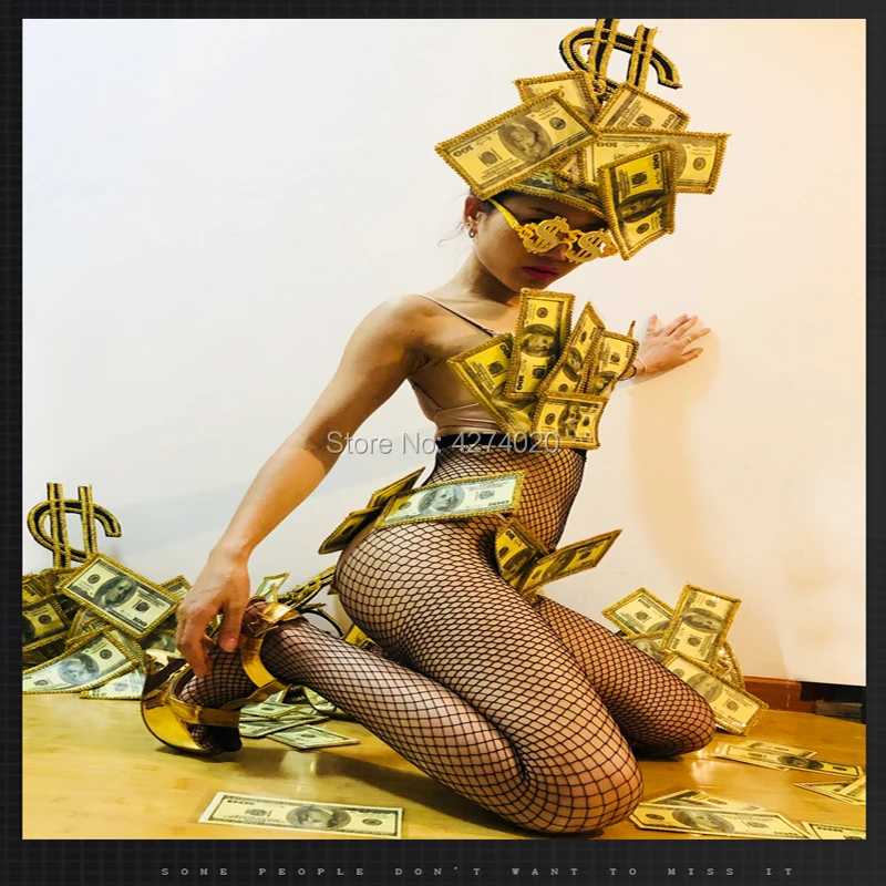 Sexy Dollar cash costume Nightclub Money costumes stage wear sexy singer dancer Show glasses Mask set
Sexy Dollar cash costume Nightclub Money costumes stage wear sexy singer dancer Show glasses Mask set
