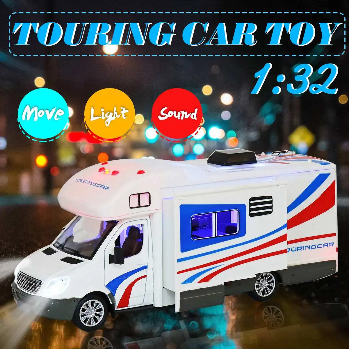 1:32 Scale Alloy Metal Diecast Touring Car Model Toy Home Recreational Vehicle With Sound Light
1:32 Scale Alloy Metal Diecast Touring Car Model Toy Home Recreational Vehicle With Sound Light