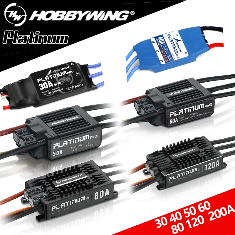 HobbyWing Platinum 30A 40A 60A 80A 120A Electric Speed Control Brushless ESC for Aircraft Multicopter Rc Airplane Helicopter
HobbyWing Platinum 30A 40A 60A 80A 120A Electric Speed Control Brushless ESC for Aircraft Multicopter Rc Airplane Helicopter