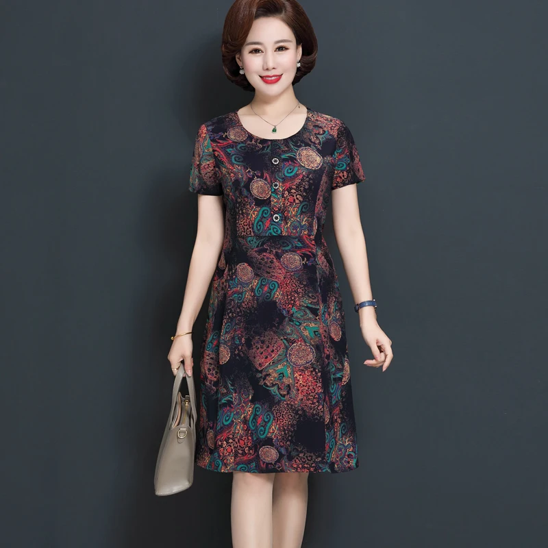 2019 Middle Aged Women Summer O-neck Short Sleeve Dress Floral Print Sundress Loose Party Dresses Vestidos Plus Size 5XL
2019 Middle Aged Women Summer O-neck Short Sleeve Dress Floral Print Sundress Loose Party Dresses Vestidos Plus Size 5XL
