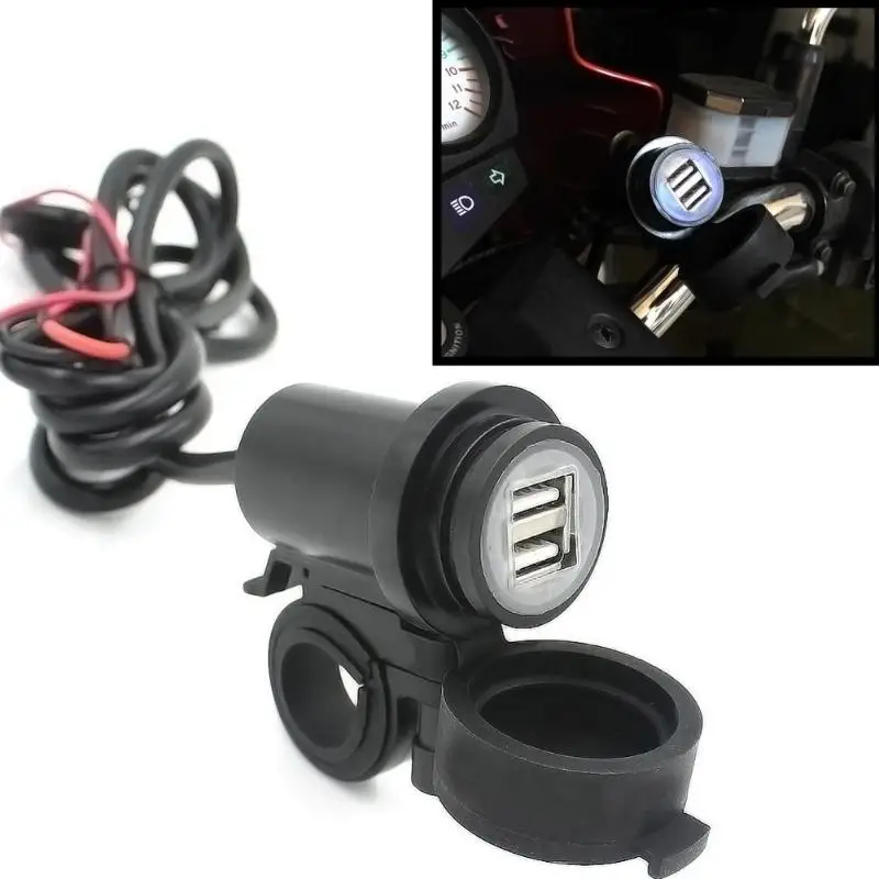 12V Motorcycle Dual USB Charger Round LED Charging Power Socket Plug Adapter for 20-30mm Dia Handlebar Moto Accessory Waterproof
12V Motorcycle Dual USB Charger Round LED Charging Power Socket Plug Adapter for 20-30mm Dia Handlebar Moto Accessory Waterproof