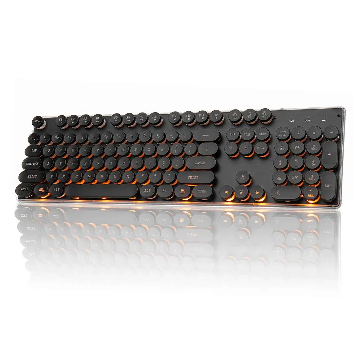 104 Keys Backlit Gaming Keyboard Retro Round USB Wired Glowing Metal Panel Laptop computer Keyboard
104 Keys Backlit Gaming Keyboard Retro Round USB Wired Glowing Metal Panel Laptop computer Keyboard
