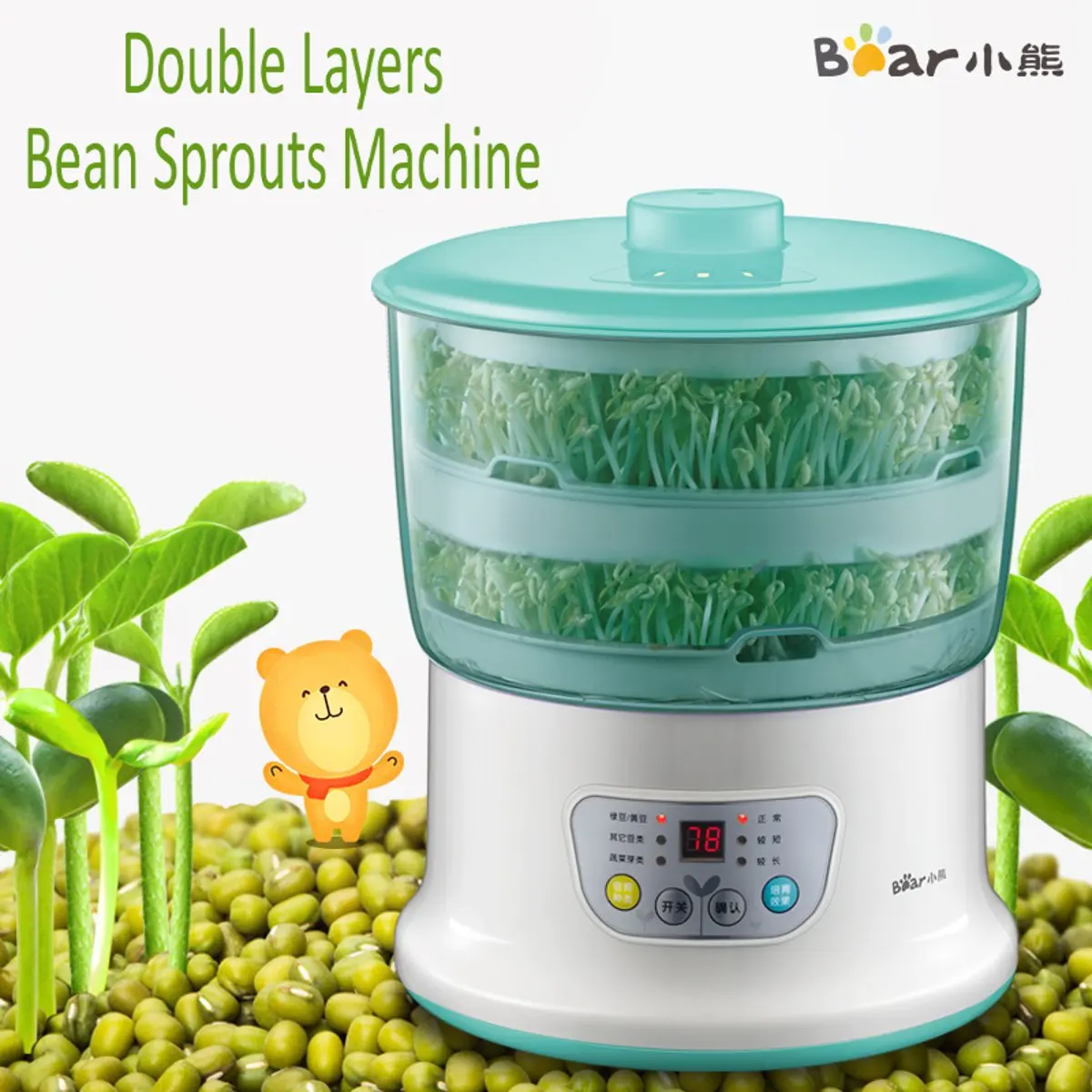 220V Bean Sprouts Maker 1.8L Upgrade Large Capacity Thermostat Two Layer Bean Sprout Machine Household Automatic Sprout Machine
220V Bean Sprouts Maker 1.8L Upgrade Large Capacity Thermostat Two Layer Bean Sprout Machine Household Automatic Sprout Machine