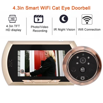4.3in Smart WiFi Doorbell Cat Eye Camera IR Night Vision Motion Detection Alarm Unique Detachable Battery Design deurbel
4.3in Smart WiFi Doorbell Cat Eye Camera IR Night Vision Motion Detection Alarm Unique Detachable Battery Design deurbel