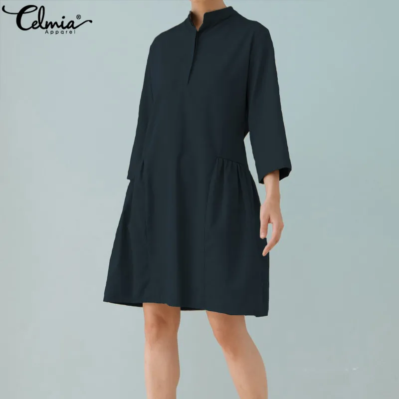 Celmia Women Vintage Linen Dress 2019 Summer Sexy Mini Sundress Solid Casual Loose Tunic Tops Plus Size Pleated Shirt Vestidos
Celmia Women Vintage Linen Dress 2019 Summer Sexy Mini Sundress Solid Casual Loose Tunic Tops Plus Size Pleated Shirt Vestidos