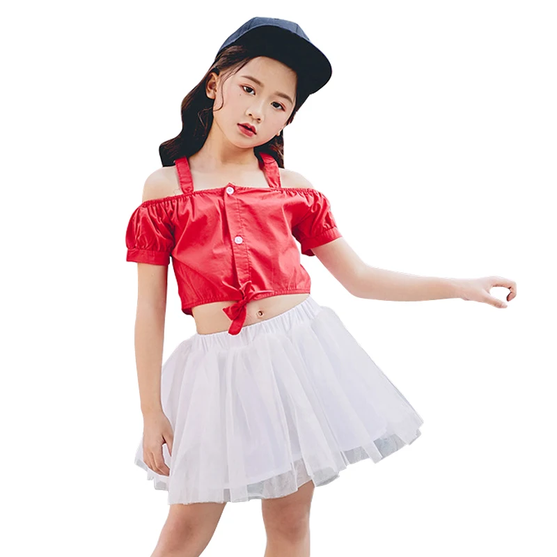 hip hop clothes age for 4 - 14 yrs teenage girl dance outfits short-t-shirt+skirt 2 piece sets big girls summer fashion clothing | Мать и