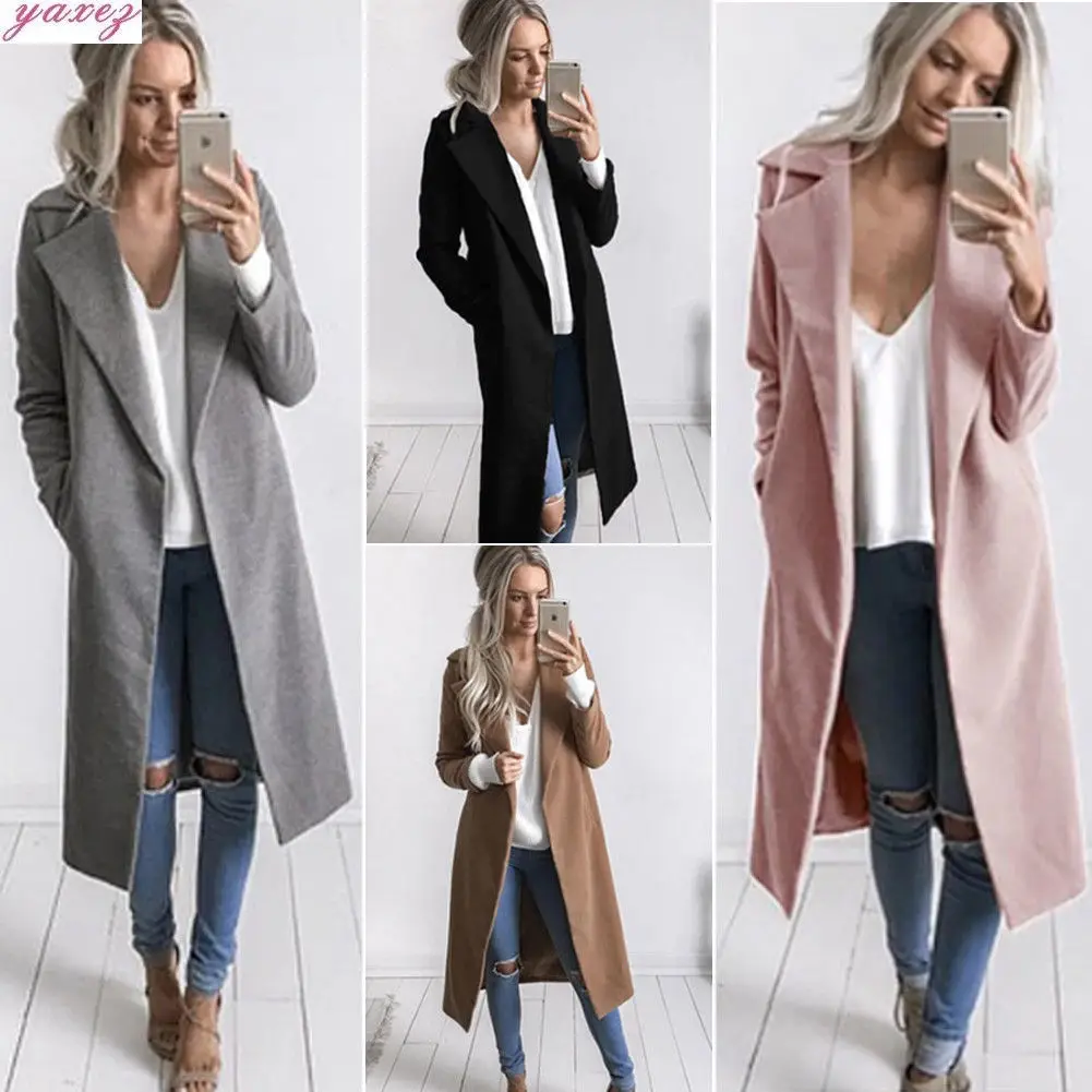 Warm Windbreaker Winter Women Slim solid female Outwear vadim Long Lapel Trench Elegant manteau OL Coat femme Gothic
Warm Windbreaker Winter Women Slim solid female Outwear vadim Long Lapel Trench Elegant manteau OL Coat femme Gothic