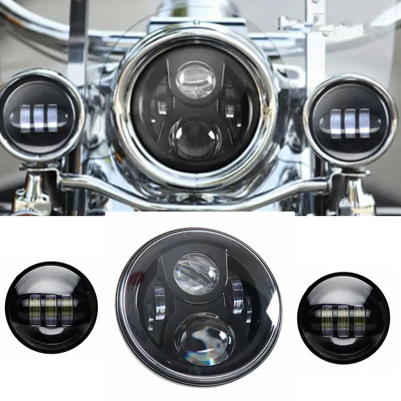 7" LED Headlight with 4.5 inch Led Passing Fog Lamps for Harley Davidson Motorcycles with Mounting Bracket & Wire adapter
7" LED Headlight with 4.5 inch Led Passing Fog Lamps for Harley Davidson Motorcycles with Mounting Bracket & Wire adapter
