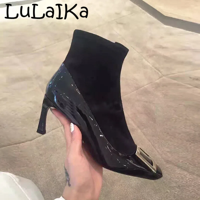2018 New Fashion Pump Sock Boots Winter Zip Ankle Solid Color Pointed Toe Sexy Metal Square Woman Party Wedding High Heel Shoes
2018 New Fashion Pump Sock Boots Winter Zip Ankle Solid Color Pointed Toe Sexy Metal Square Woman Party Wedding High Heel Shoes