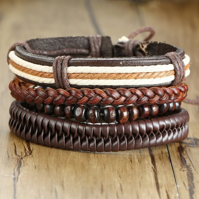 Wood Beads Bracelet Multi Layer Leather Handmade Braided Wrap Wrist Male Accessories 4pcs In 1 Pack Casual Sport Casual
Wood Beads Bracelet Multi Layer Leather Handmade Braided Wrap Wrist Male Accessories 4pcs In 1 Pack Casual Sport Casual