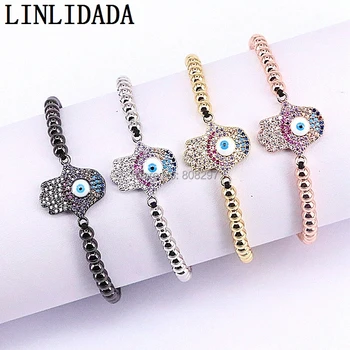 New 8Pcs Fashion Micro Pave CZ Hamsa Hand Connector and Copper Beads Women Men's Braiding Macrame Bracelet Jewelry
New 8Pcs Fashion Micro Pave CZ Hamsa Hand Connector and Copper Beads Women Men's Braiding Macrame Bracelet Jewelry