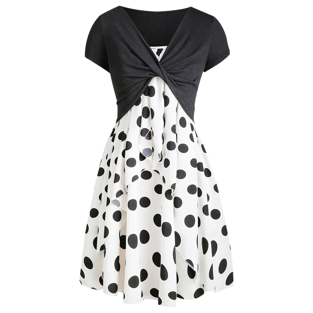 Rosegal Cami Polka Dot Dress With Crop T-Shirt Spaghetti Strap A-Line Sleeveless Mini Women Summer Classic Vintage Dress 2019
Rosegal Cami Polka Dot Dress With Crop T-Shirt Spaghetti Strap A-Line Sleeveless Mini Women Summer Classic Vintage Dress 2019