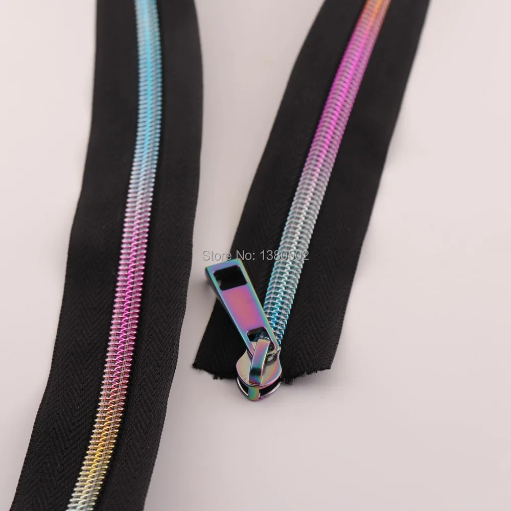 

5Yards 3#rainbow Nylon Teeth Zippers with Zipper puller Slider Fashion Decorative for bag garment shoes accessories