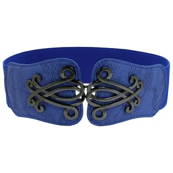 Lady Metal Floral Interlocking Buckle Cinch Band Waist Belt Blue
Lady Metal Floral Interlocking Buckle Cinch Band Waist Belt Blue