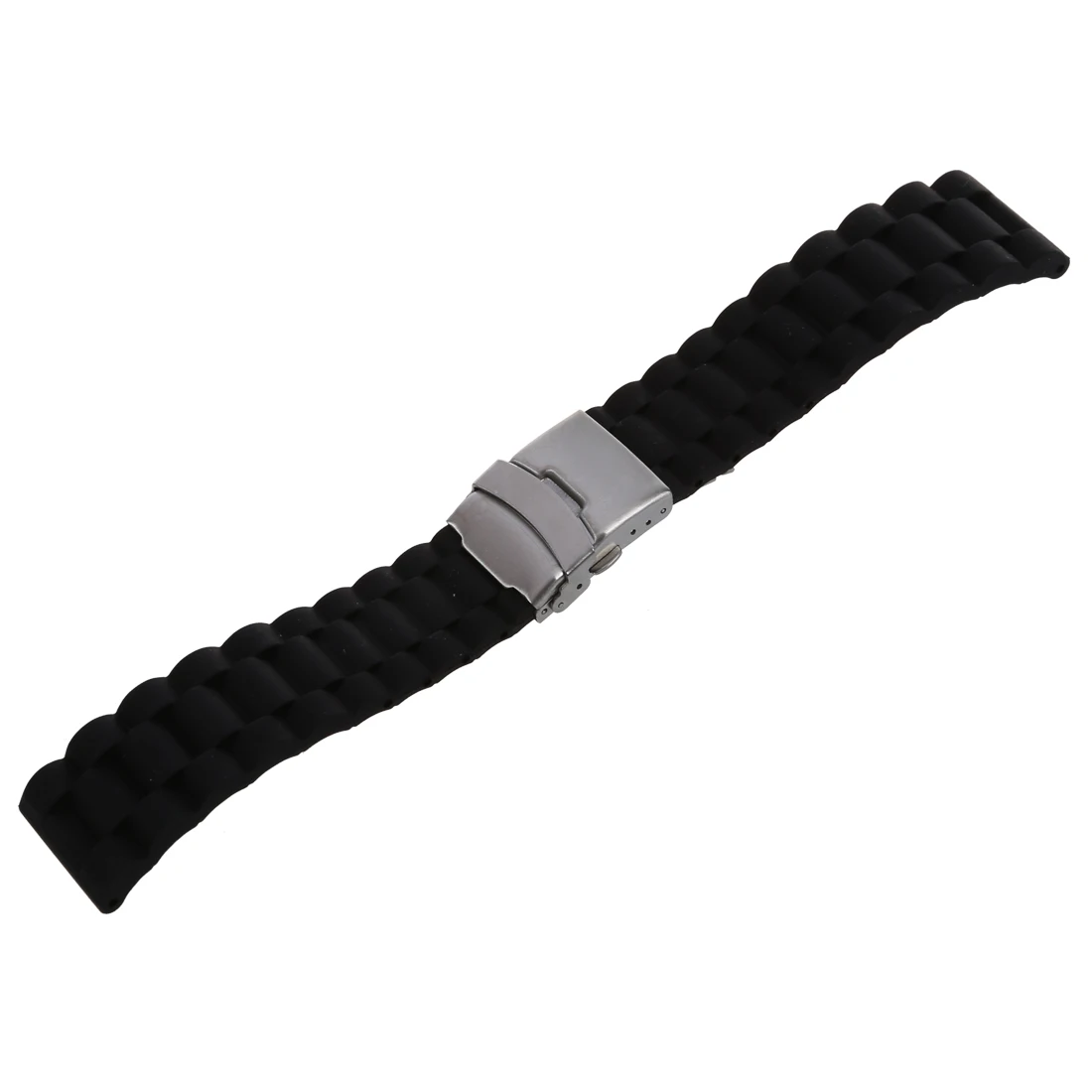 Фото Black Silicone Watch Strap Waterproof Diving Band with Folding Clasp 24 mm | Наручные часы