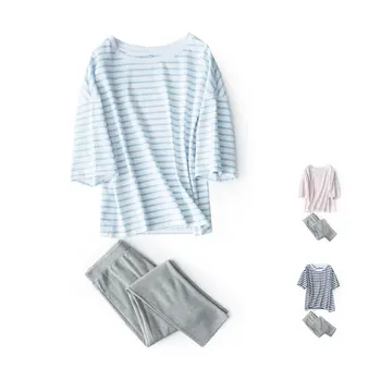 Pyjamas for women and men. Home wear for spring and summer couples.100% cotton striped suit
Pyjamas for women and men. Home wear for spring and summer couples.100% cotton striped suit