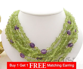 LiiJi Unique 7 rows Natural Peridots Chips shape Amethysts Oval Shape Necklace Stone Toggle Clasp 18"
LiiJi Unique 7 rows Natural Peridots Chips shape Amethysts Oval Shape Necklace Stone Toggle Clasp 18"