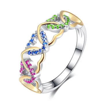 Huitan Band Ring with Love Heart Design Colorful CZ Pave Setting Silver Plated Best Christmas New Year Gift Rings for Women
Huitan Band Ring with Love Heart Design Colorful CZ Pave Setting Silver Plated Best Christmas New Year Gift Rings for Women