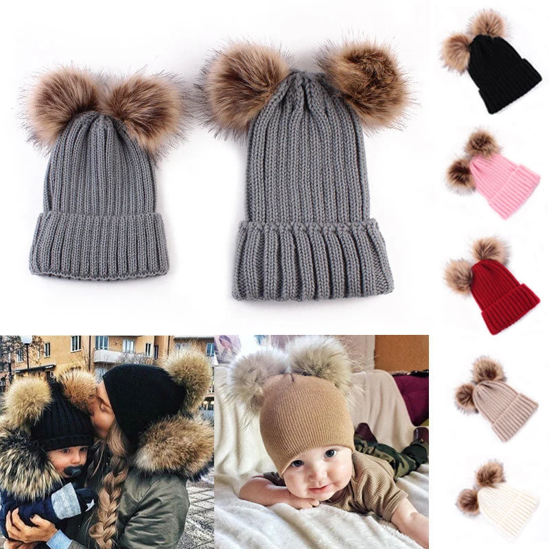 Mother Baby Hat Family Matching Hat Double Pom Pom Beanie Cap Solid Color Warm Boys Girls Cap Winter Kids Knitted Beanies Caps
Mother Baby Hat Family Matching Hat Double Pom Pom Beanie Cap Solid Color Warm Boys Girls Cap Winter Kids Knitted Beanies Caps