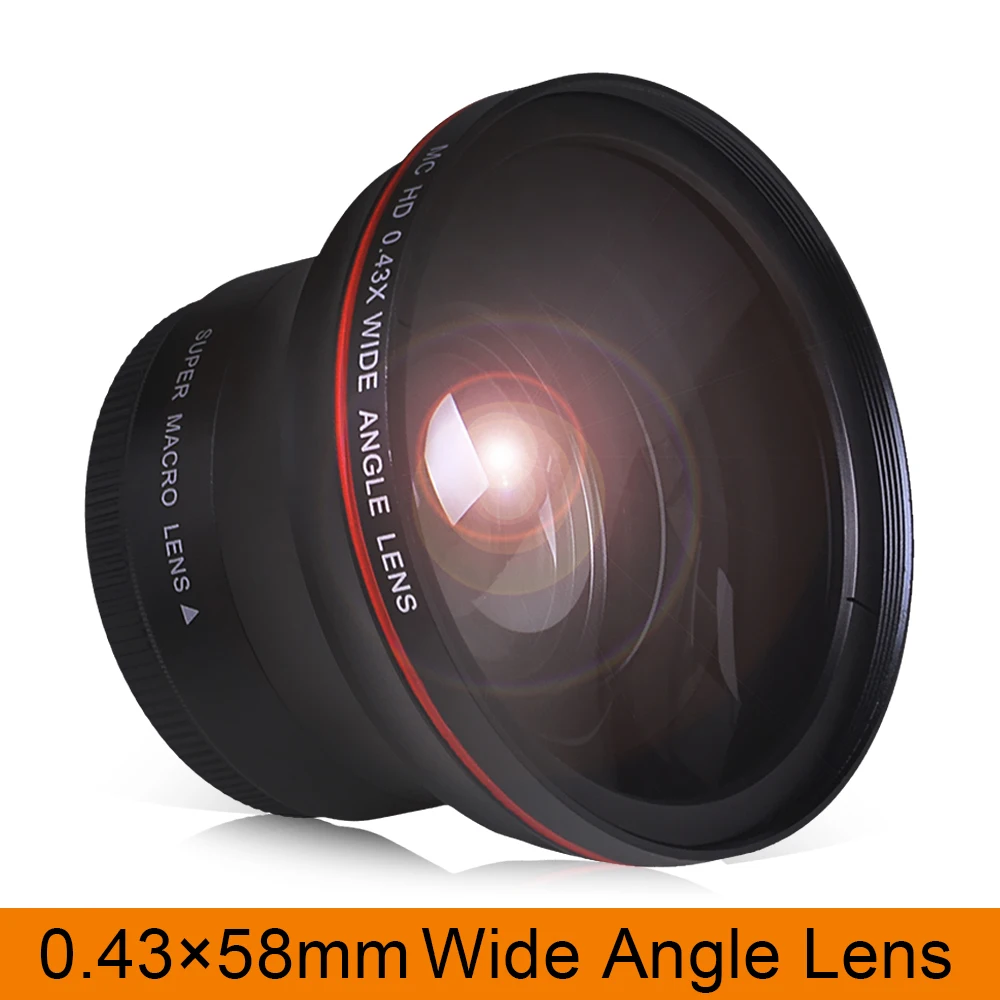 58MM 0.43x Professional HD Wide Angle Lens (w/Macro Portion) for Canon EOS Rebel 77D T7i T6s T6i T6 T5i T5 T4i T3i SL2
58MM 0.43x Professional HD Wide Angle Lens (w/Macro Portion) for Canon EOS Rebel 77D T7i T6s T6i T6 T5i T5 T4i T3i SL2