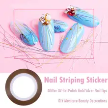 Striping Etiqueta do prego Brilho UV Polonês Gel Prego De Prata Ouro Dicas Manicure DIY Decoração Beleza DIY Ferramenta de Beleza do Prego(China)