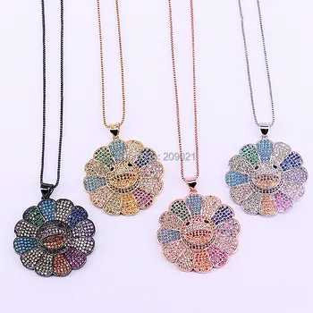 5Pcs Trendy Brass Micro Pave CZ Cubic Zirconia Sun Flower Pendant Necklace Statement Women Chain Jewelry
5Pcs Trendy Brass Micro Pave CZ Cubic Zirconia Sun Flower Pendant Necklace Statement Women Chain Jewelry