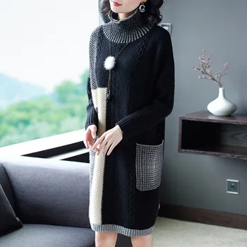 Women Turtleneck sweater Long Knitted Clothing Stand Collar Wool Pullover 2019 New Long Sweater Dress Women Wool Sweaters
Women Turtleneck sweater Long Knitted Clothing Stand Collar Wool Pullover 2019 New Long Sweater Dress Women Wool Sweaters