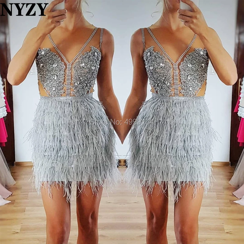 NYZY C109 Chic Feather Short Cocktail Dress Sexy See-through Crystal Dress Party Gown vestido de madrinha coctel formatura 2019
NYZY C109 Chic Feather Short Cocktail Dress Sexy See-through Crystal Dress Party Gown vestido de madrinha coctel formatura 2019