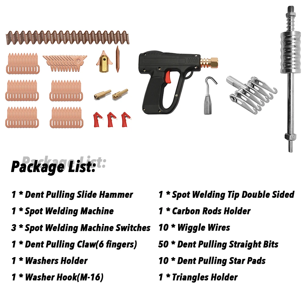 81pcs Dent Puller Kit Car Body Repairing Tools Spot Welding Electrodes Spotter Welder Machine Removing Dents Remover Device
81pcs Dent Puller Kit Car Body Repairing Tools Spot Welding Electrodes Spotter Welder Machine Removing Dents Remover Device