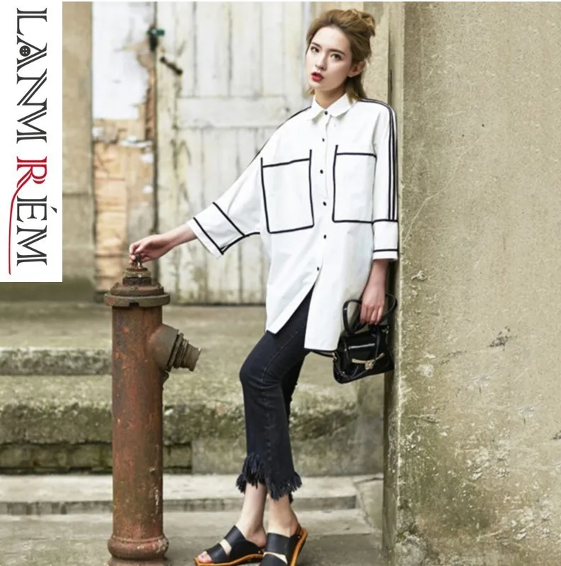 LANMREM 2019 New Black White Hit Color Turn Down Batwing Type Half Sleeve Long Shirt Loose Casual Fashion Women's Tops YE12600
LANMREM 2019 New Black White Hit Color Turn Down Batwing Type Half Sleeve Long Shirt Loose Casual Fashion Women's Tops YE12600