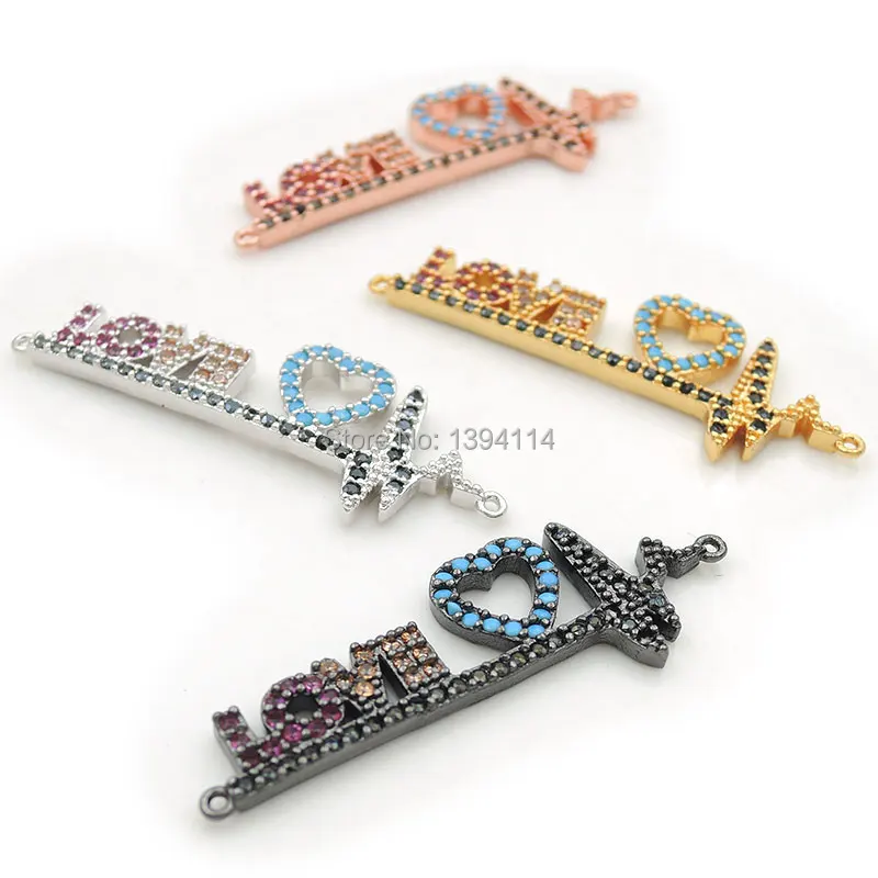 36*9*2mm Micro Pave Fuchsine&Yellow&Kallaite&Black CZ Heartbeat Of Love Connector For Women As DIY Bracelets Accessory
36*9*2mm Micro Pave Fuchsine&Yellow&Kallaite&Black CZ Heartbeat Of Love Connector For Women As DIY Bracelets Accessory