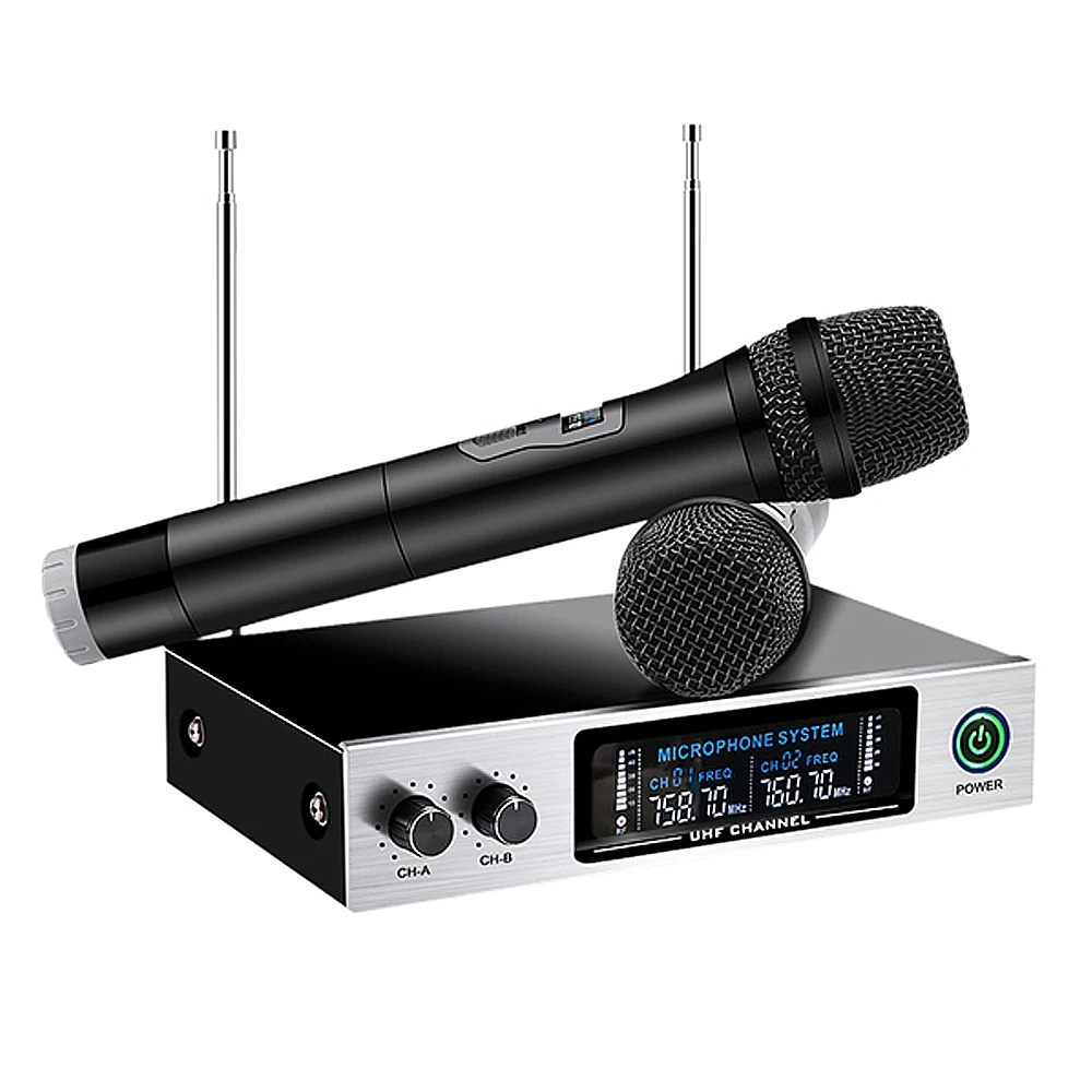 ELE Professional 2 Channel UHF Wireless Microphone System+2x Handheld Microphones+6.35mm Audio Cable
ELE Professional 2 Channel UHF Wireless Microphone System+2x Handheld Microphones+6.35mm Audio Cable