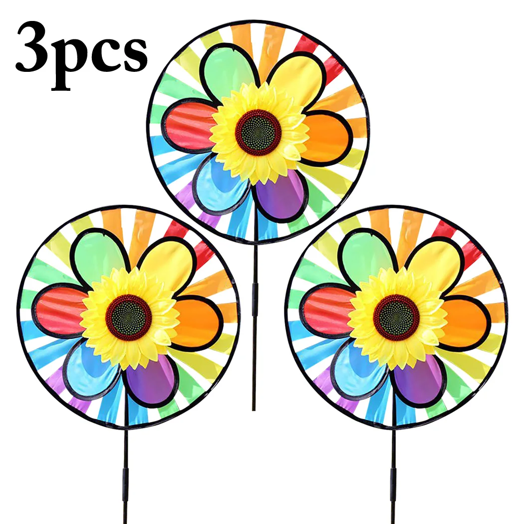 3PCS Children's Outdoor Decor Black Side Turntable Six Color Cloth Plus Flower Windmill Decoration Sunflower Wind Mill Spinner
3PCS Children's Outdoor Decor Black Side Turntable Six Color Cloth Plus Flower Windmill Decoration Sunflower Wind Mill Spinner