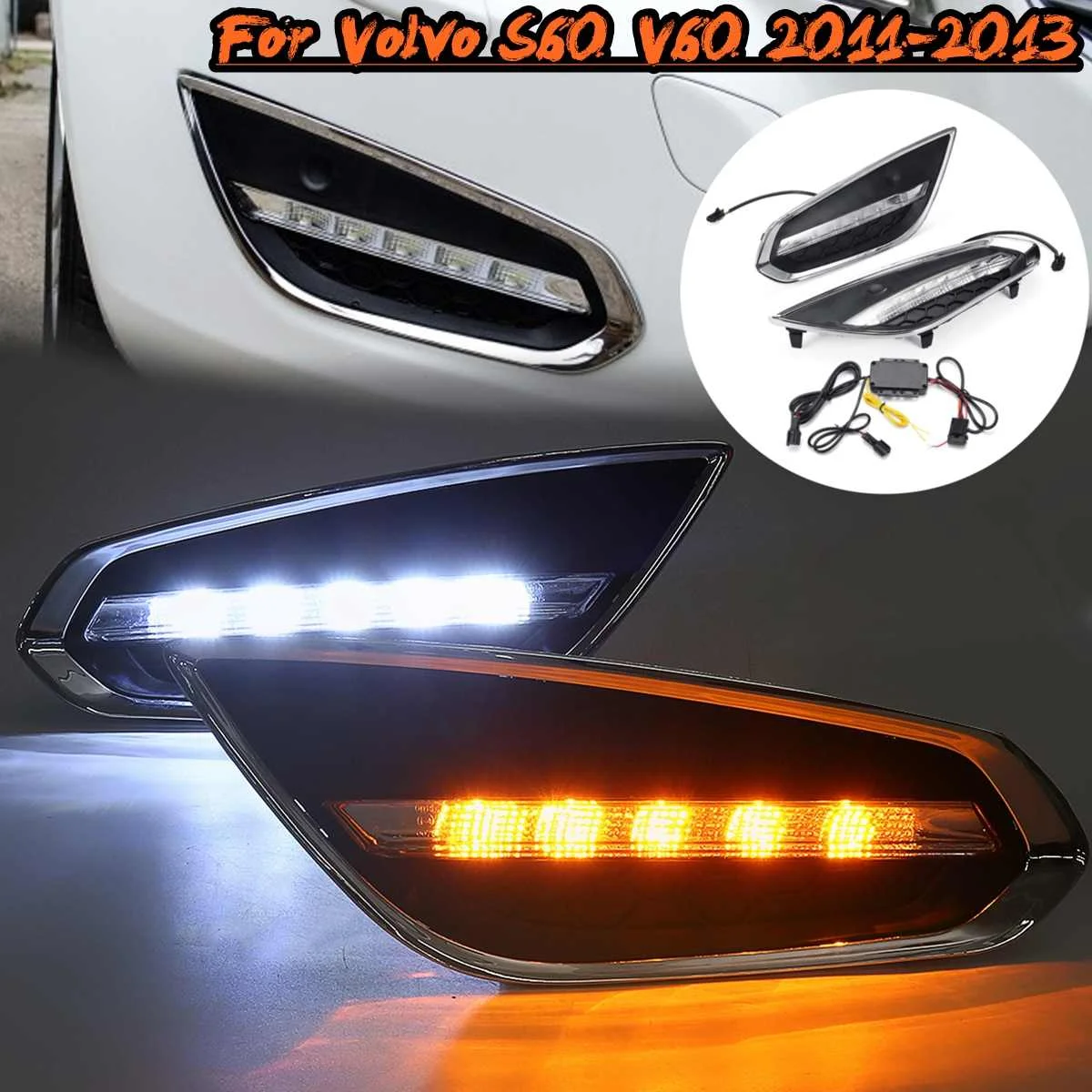 Car Led Drl For Volvo S60 V60 2011-2013 With Turn Function Daytime Running light Fog Driving Flashing Lamp Styling Cover Grill
Car Led Drl For Volvo S60 V60 2011-2013 With Turn Function Daytime Running light Fog Driving Flashing Lamp Styling Cover Grill