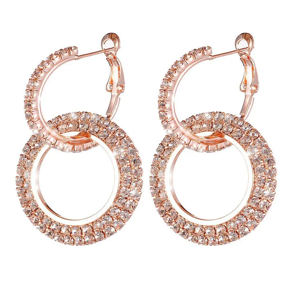Round rhinestone Earrings, Popular Luxury 2-Rings Style Glitter Rhinestone Stud Earring,Rose Gold
Round rhinestone Earrings, Popular Luxury 2-Rings Style Glitter Rhinestone Stud Earring,Rose Gold